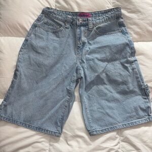 Edikted Low Rise Bermuda Denim Carpenter Shorts - Small